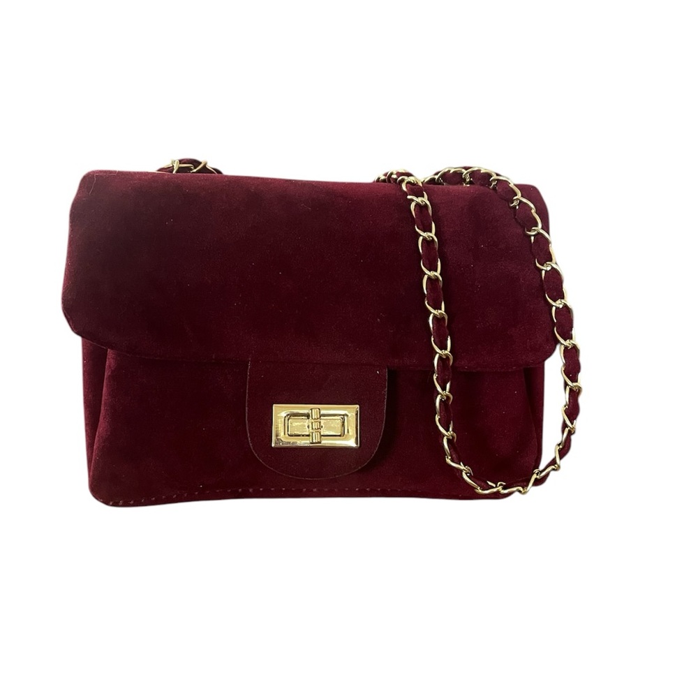 Elegant Burgundy Chain Clutch/Shoulder Bag